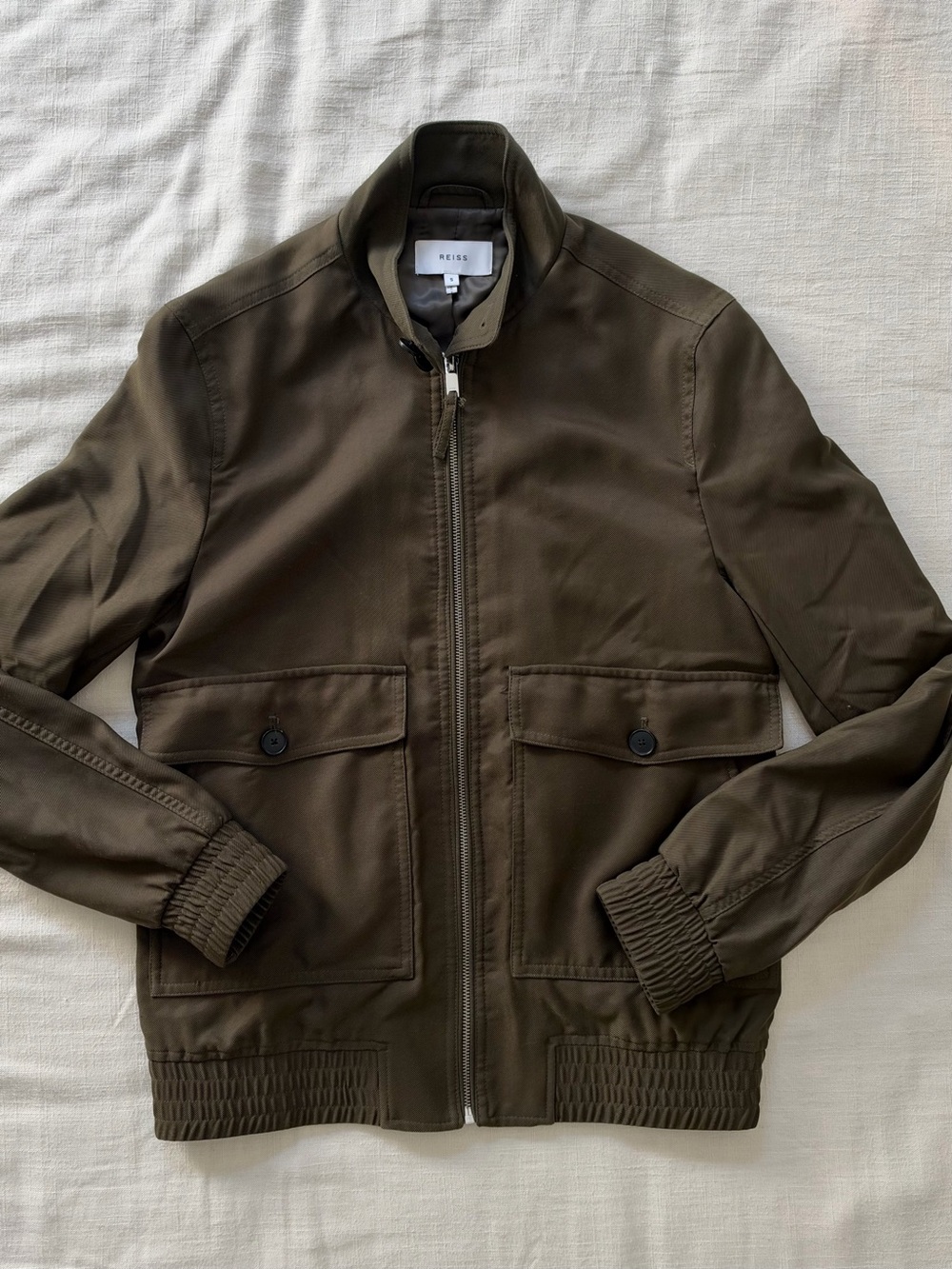 Reiss Men's Olive Green Kura Harrington Jacket